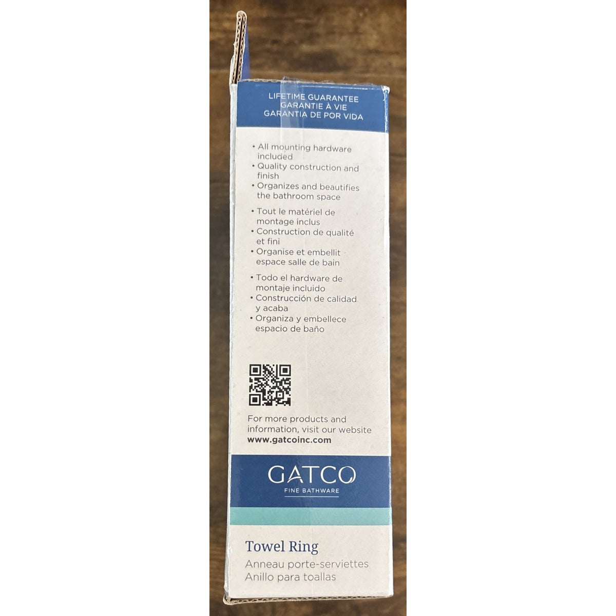 Gatco 5053 Brushed Brass Gold Designer 6" Wall Mounted Towel Ring / Holder