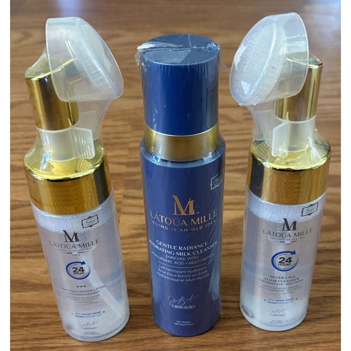 3Pc LATOUA MILLE Silver Lava Foam, Chamomile Lifting & Milk Cleanser Hyaluronic+