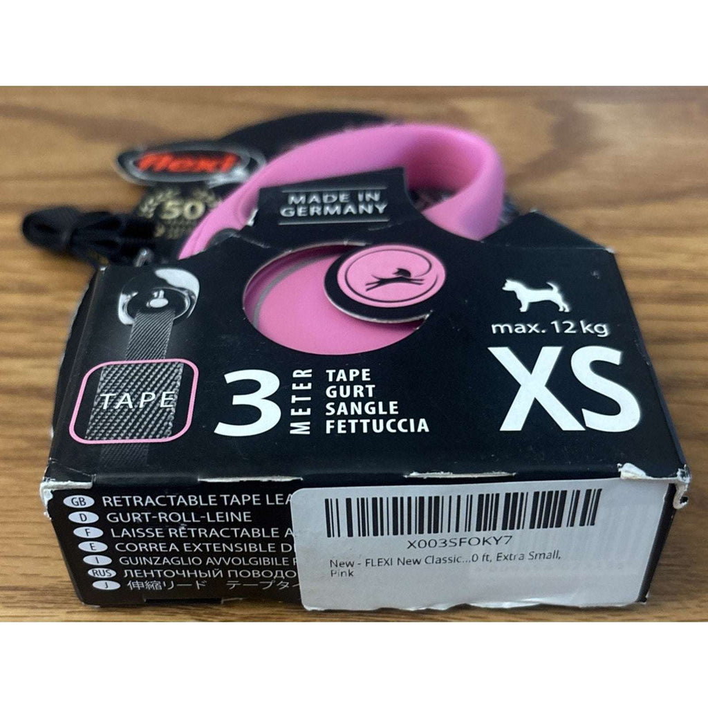 FLEXI New Classic Tape Retractable Dog Leash XS XSmall Pink 10ft Up to 26lbs