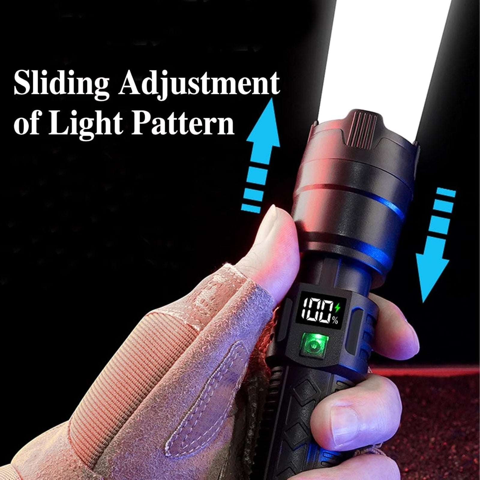 USB Rechargeable LED Tactical Flashlight Bright 2200 Lumens with Zoom, LCD Displ