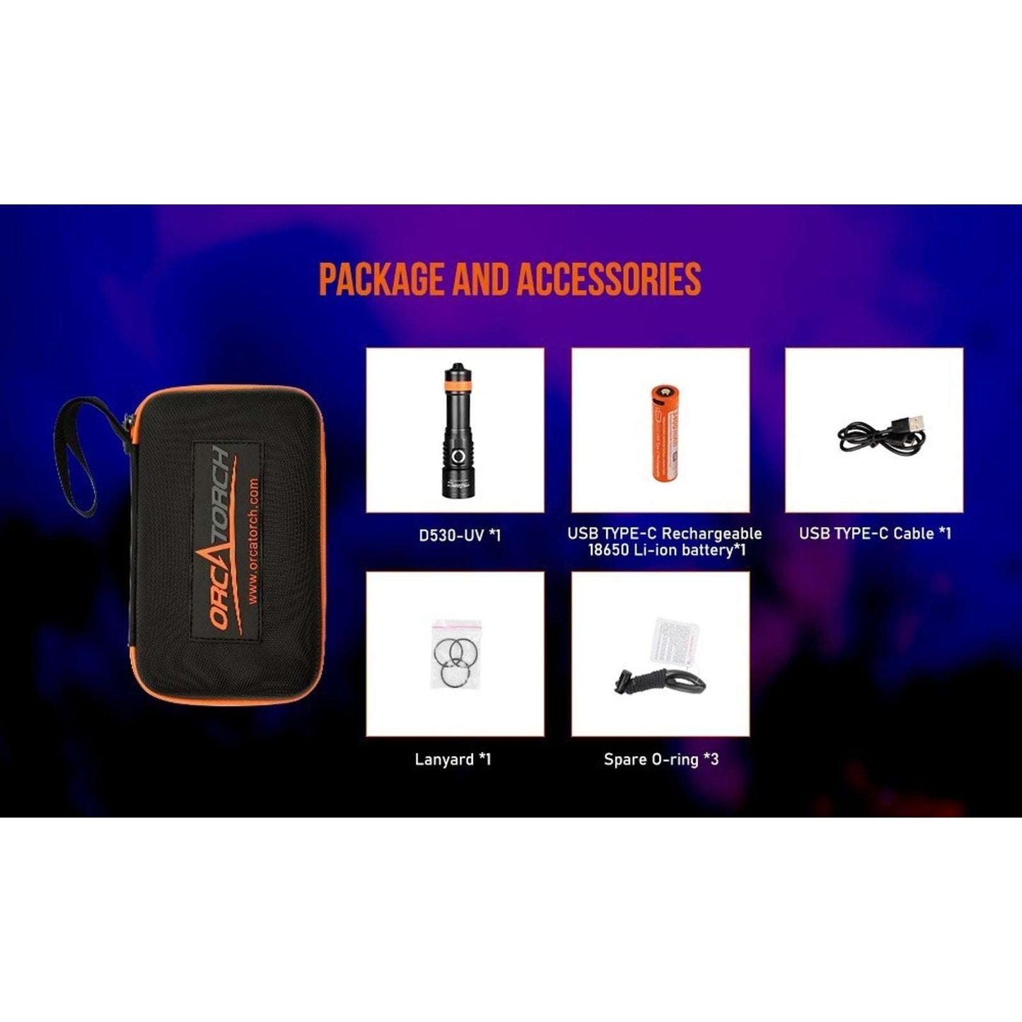 OrcaTorch D530-UV Scuba Diving Underwater Video & Photography UV Dive Light Kit
