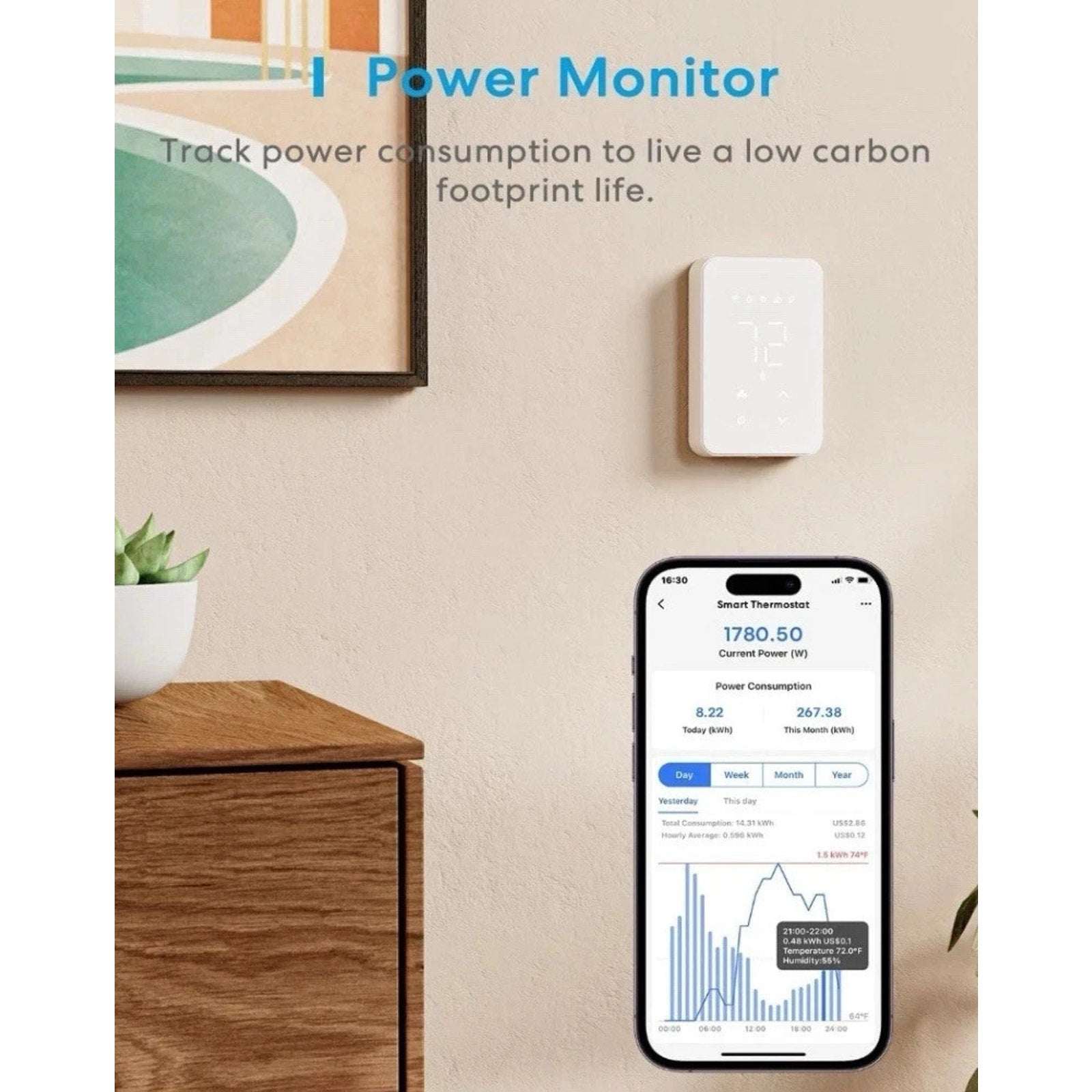 meross Smart Wi-Fi Thermostat for Electric Baseboard and in-Wall Heaters MTS200
