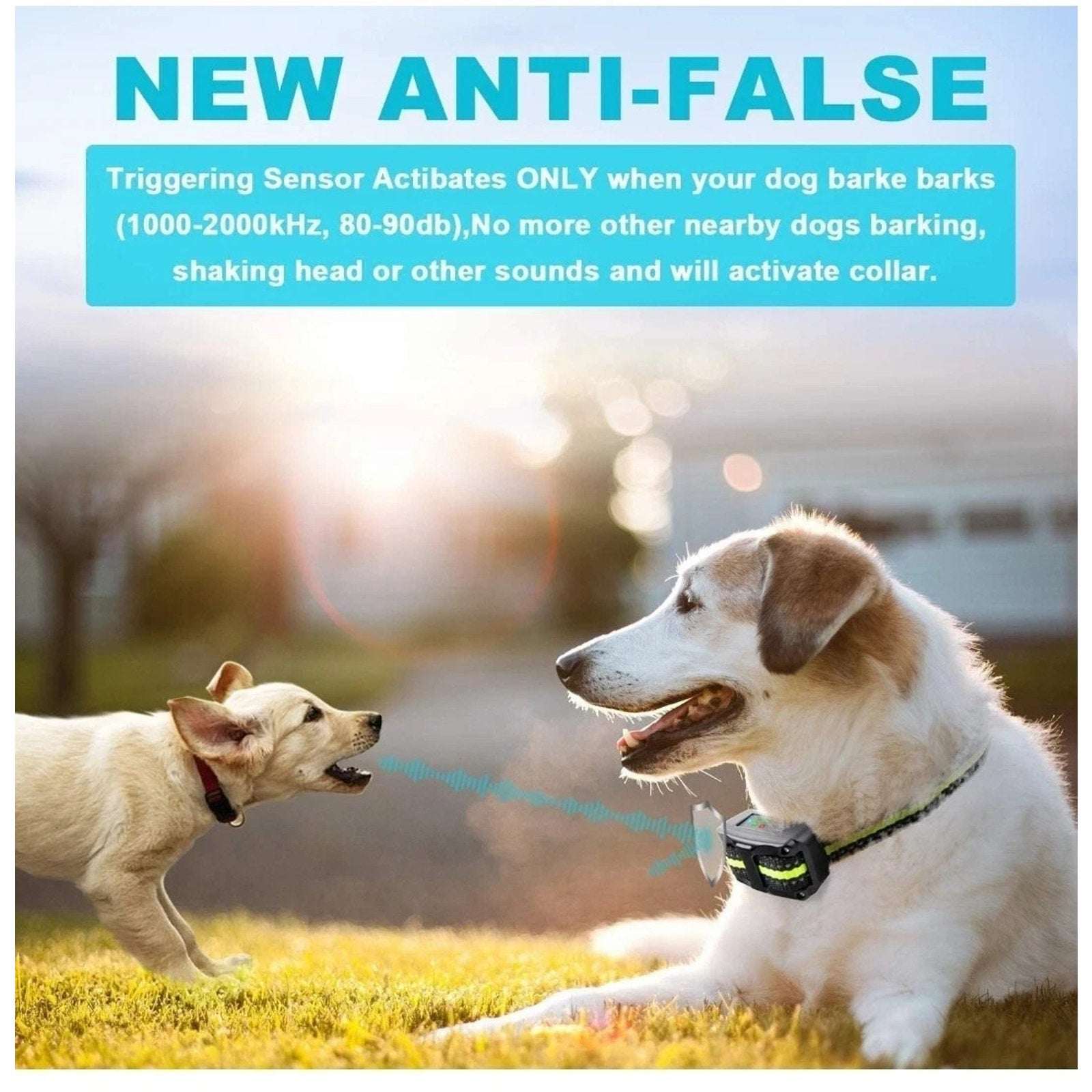 Smart Anti Bark Collar Dogs Up to 120lbs Waterproof, Reflective & Rechargeable