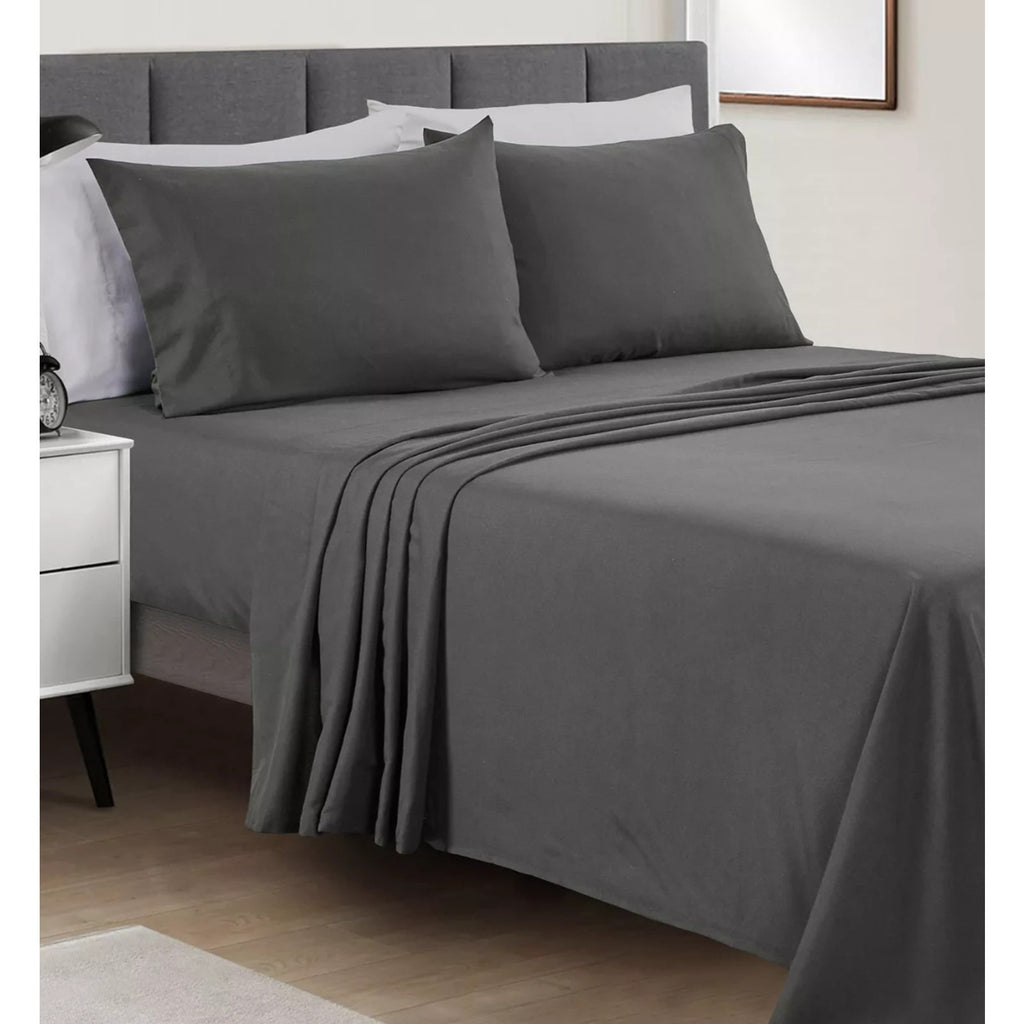 FAIRFIELD SQUARE ULTRA SOFT Wrinkle Resistant 4PC Sheet Set Dark Gray QUEEN