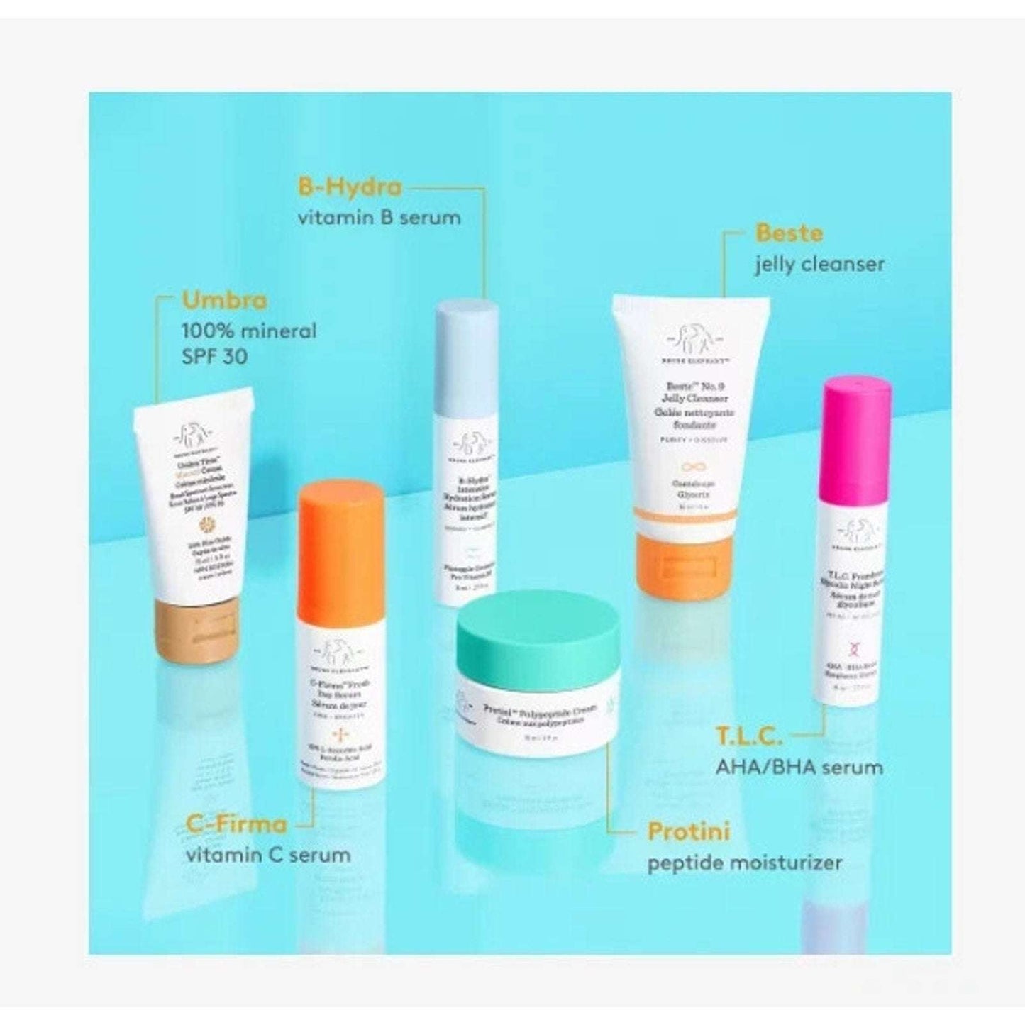 Drunk Elephant The Littles Travel 6Pc Skincare Kit +Bag NEW Exp. 07/01/2027