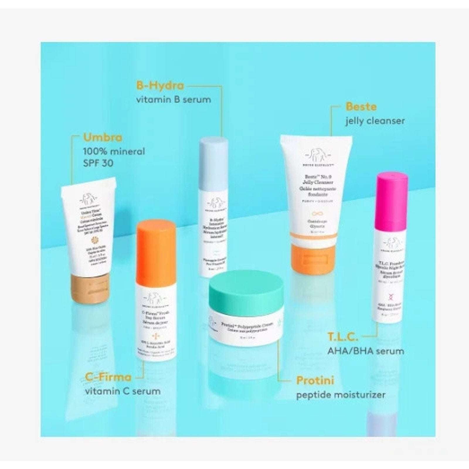 Drunk Elephant The Littles Travel 6Pc Skincare Kit +Bag NEW Exp. 07/01/2027