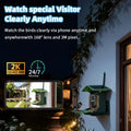 WIFI Solar Powered IP66 Smart Bird Feeder 2K HD Video Camera, Mic & AI Indentify