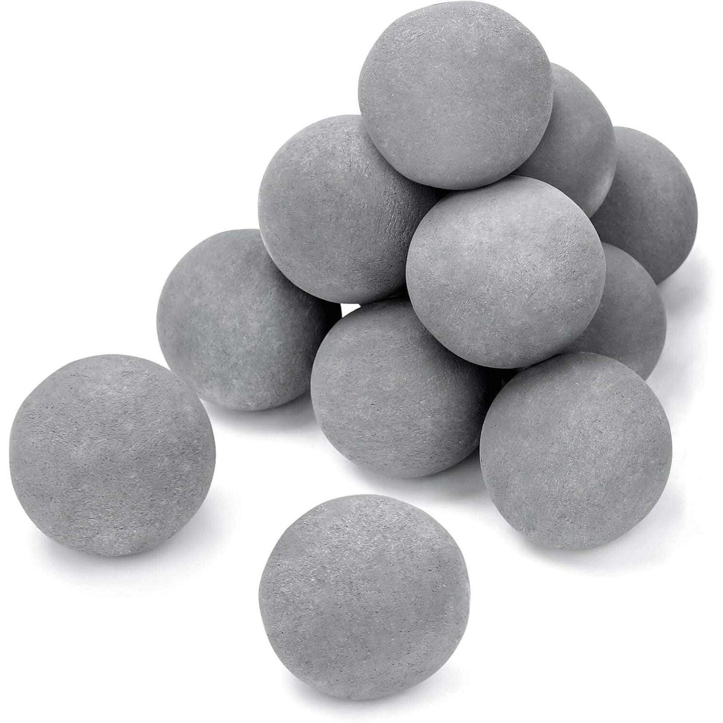 11 Pc 4" Gray Ceramic Fire Balls Firepit Spheres Natural & Propane Fireplaces