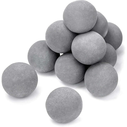 11 Pc 4" Gray Ceramic Fire Balls Firepit Spheres Natural & Propane Fireplaces