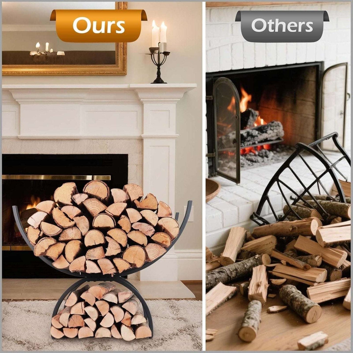 Heavy Duty Firewood Log Rack Indoor/Outdoor Fireplace Wood Storage Stand Holder