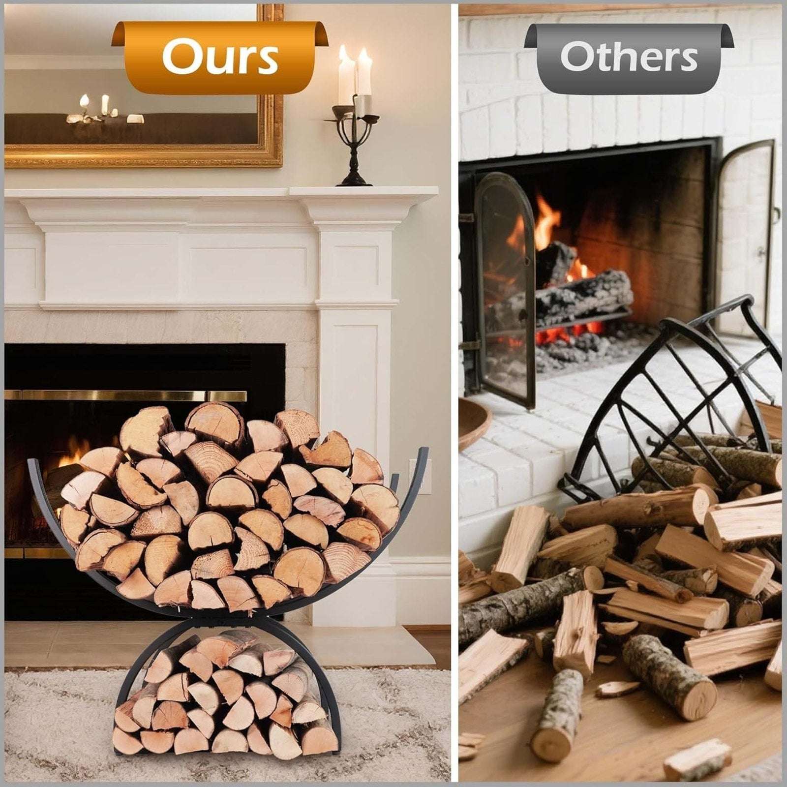 Heavy Duty Firewood Log Rack Indoor/Outdoor Fireplace Wood Storage Stand Holder