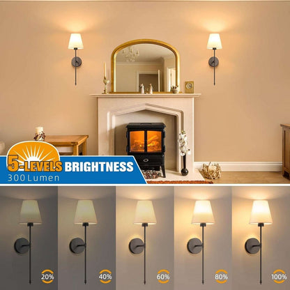 (2) Battery Operated Dimmable Wall Sconce Rechargeable Wall Lights RGB w/ Remote