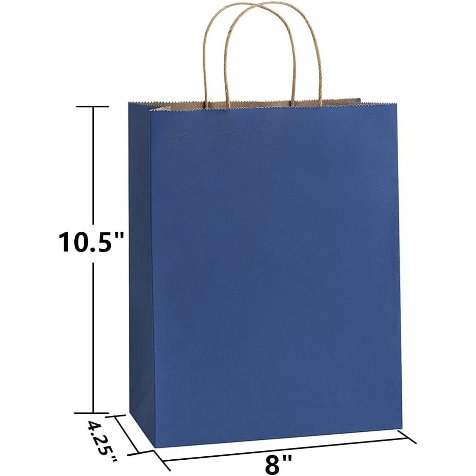 100Pcs Navy Blue Kraft Paper Gift Bags 8x4.25x10.5 Coastal Boutique Retail Gifts