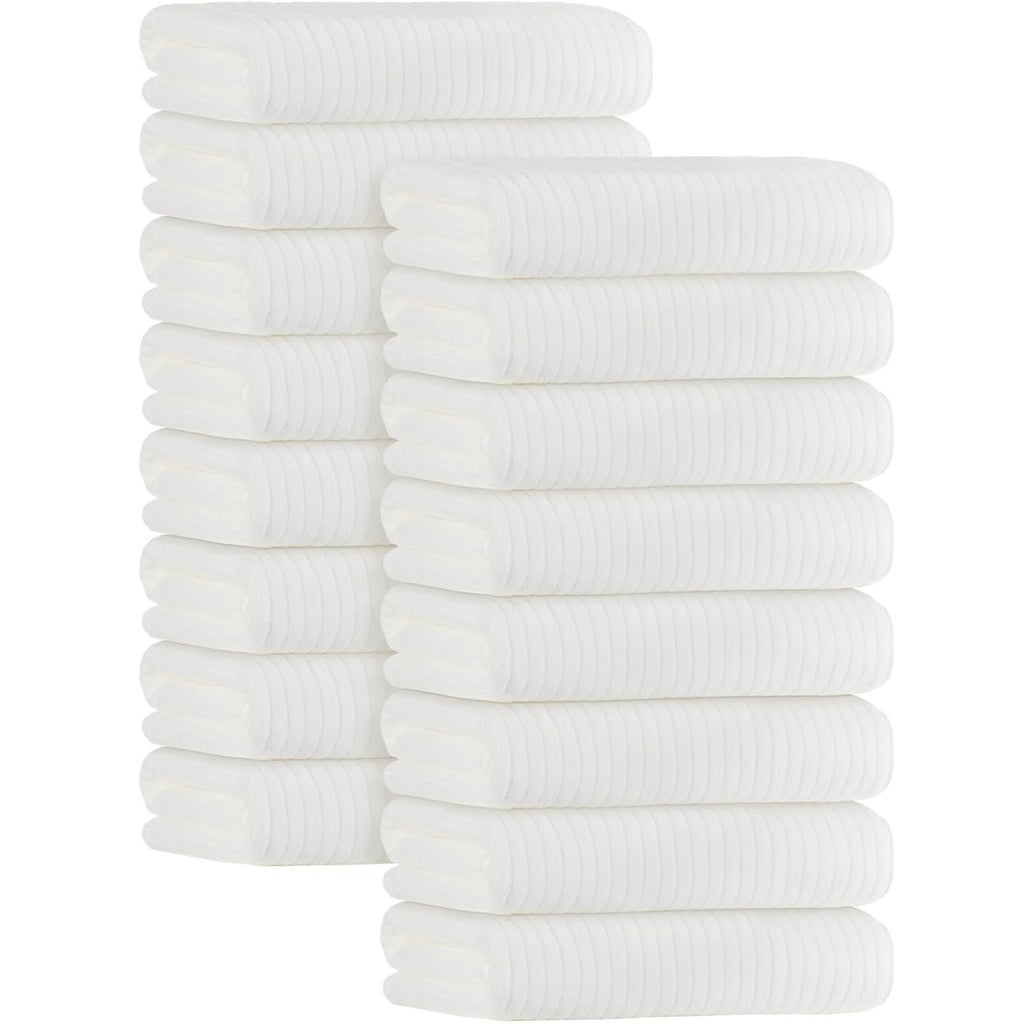 16PC Microfiber 27" x 60" Bath Towel Set Ultra Absorbent, Quick Dry White Stripe
