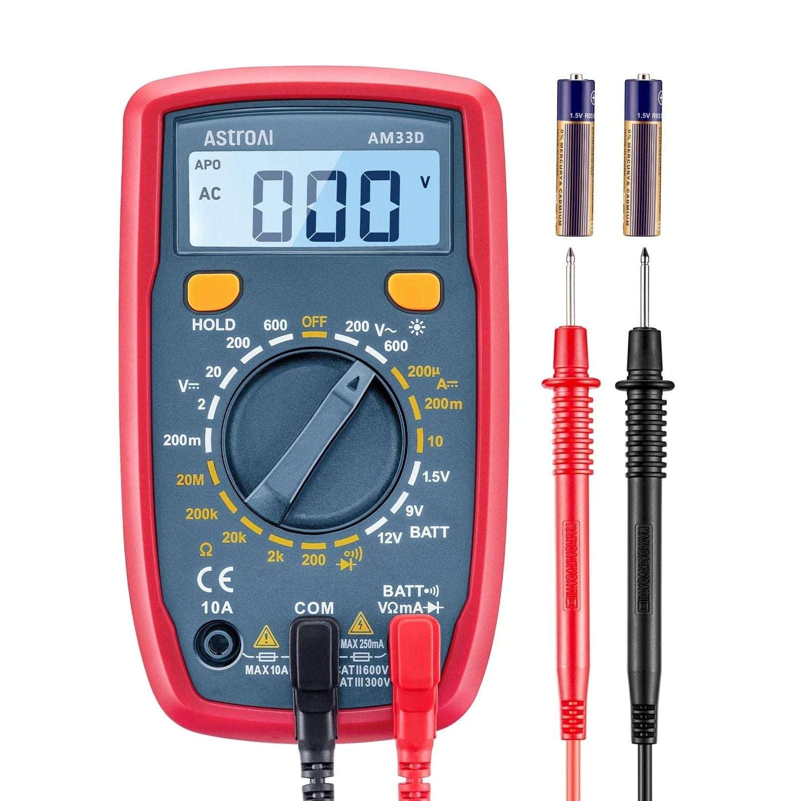AstroAi Digital Multimeter Tester 2000 Counts DC AC Voltmeter & Ohm Volt Amp Met