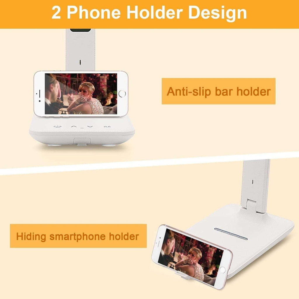 LED Desk Lamp w/ Wireless Charger & USB Charging 2 Devices @ Once Clock Calendar