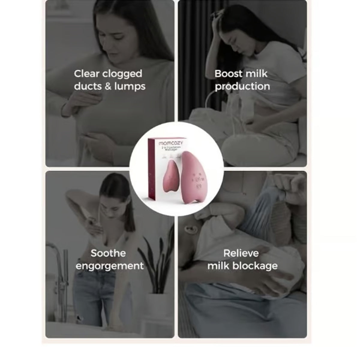 Momcozy Warming Lactation Massager 2-in-1 Heat + Vibration Multi Modes/Levels