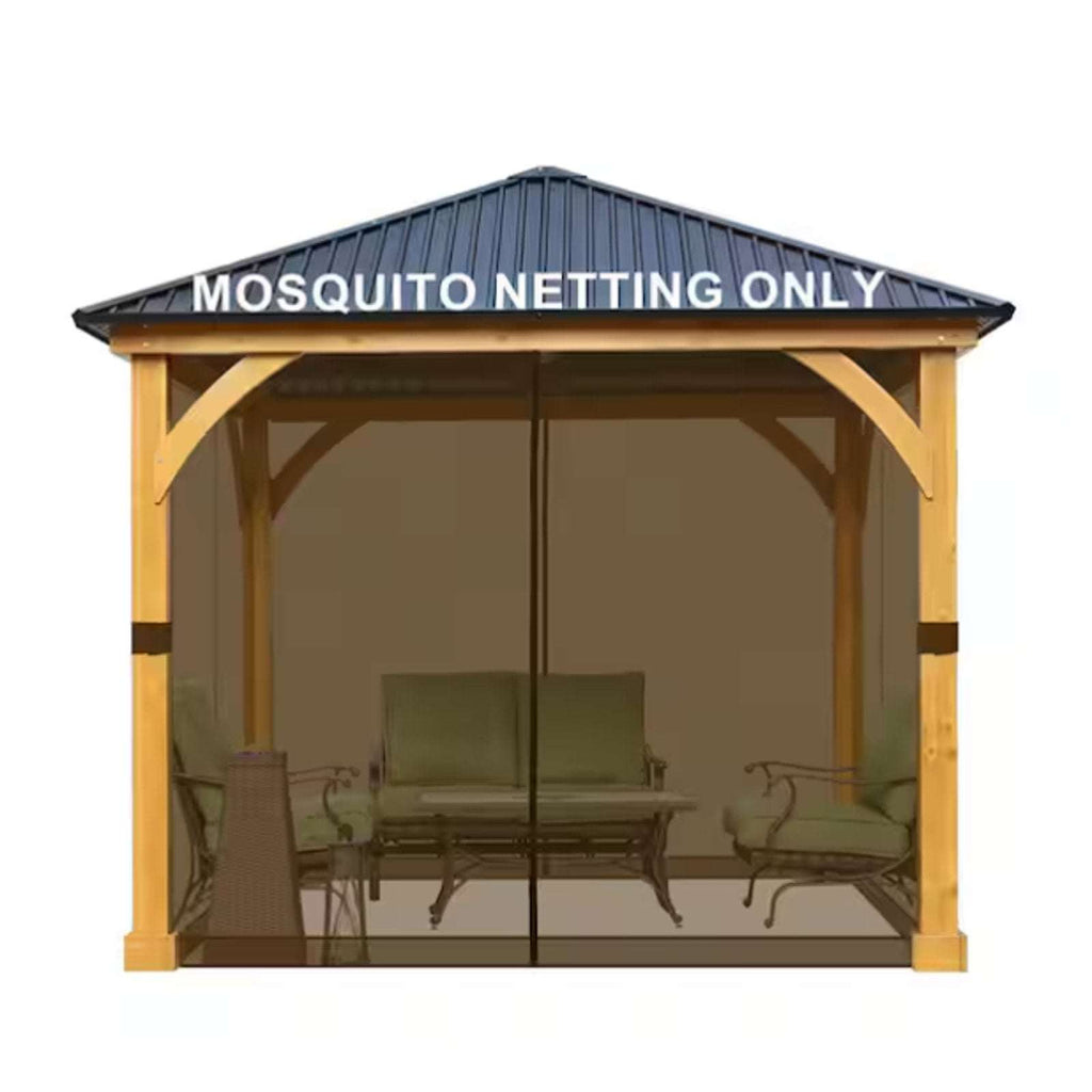 10' x 10' Gazebo Universal Mosquito Netting Mesh Screen with Zippers in Brown