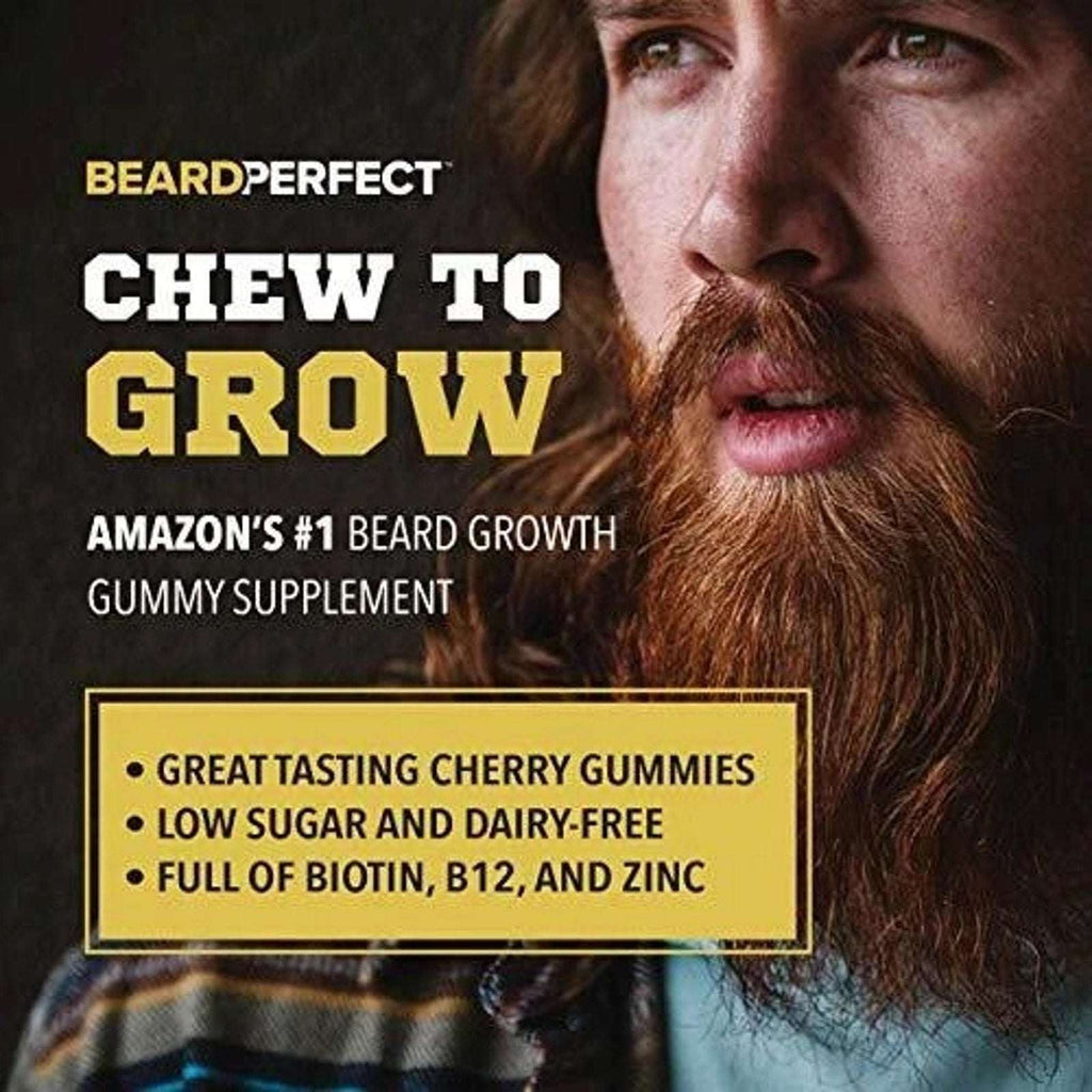 BeardPerfect THICKGROW BIGBEARD Gummies 60 Cherry w/ Biotin Vitamin B12 C D Zinc