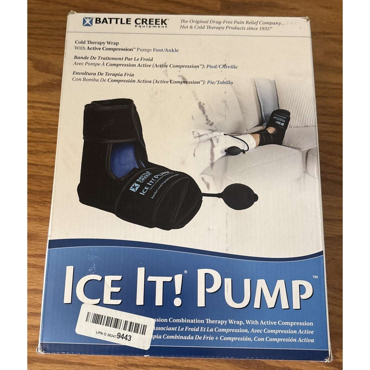 Battle Creek Ice It! Cold Compression Pump Therapy Wrap for Foot & Ankle Comfort