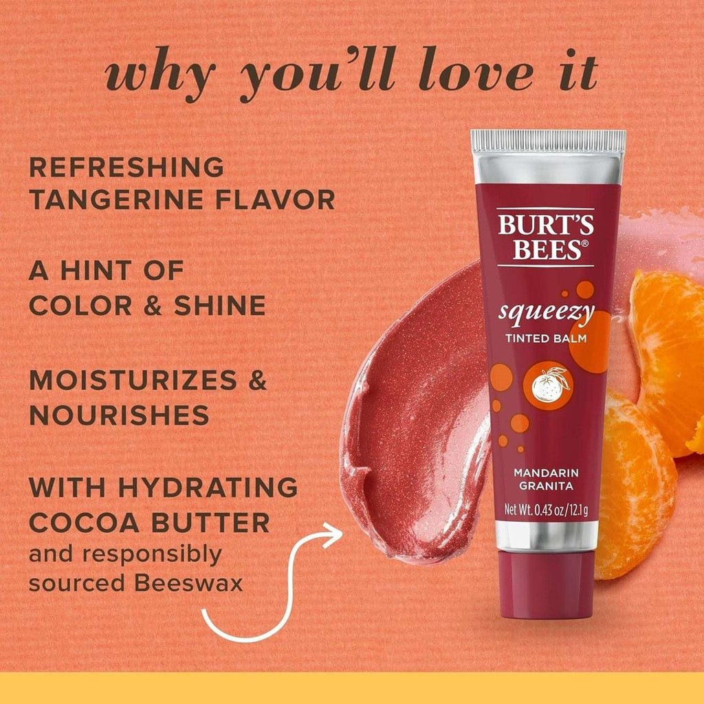 Burts Bees Squeezy Hydrating Tinted Lip Balm in Mandarin Granita (3-Pack)