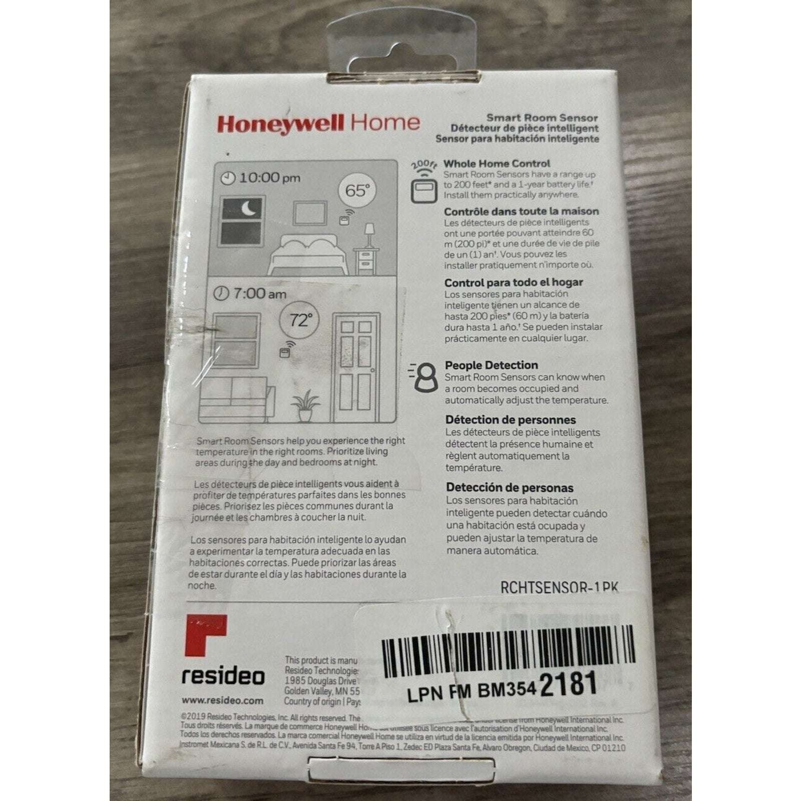 Honeywell Home RCHTSENSOR Smart Room Sensor White For T9 & T10 Pro Smart