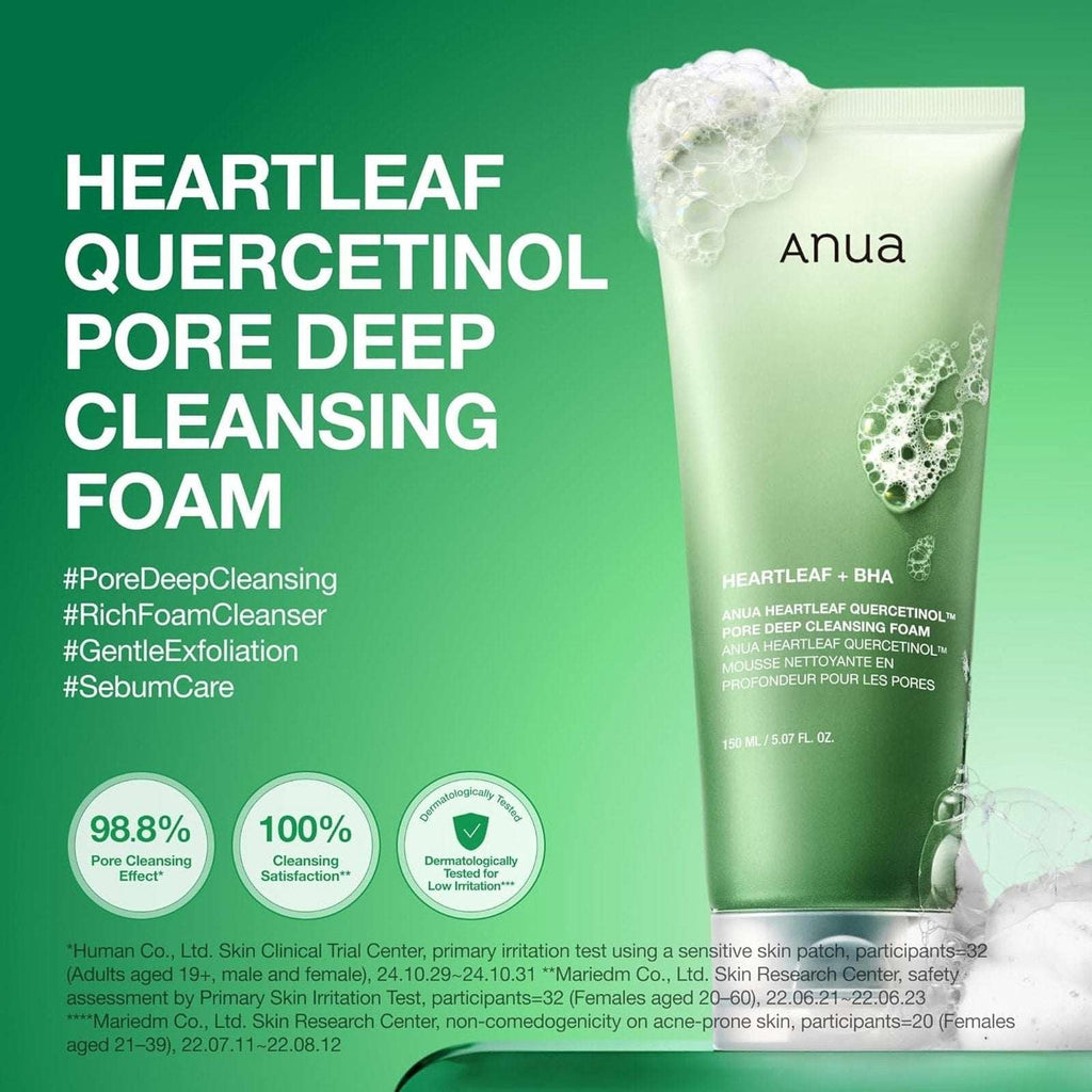 3 x Anua Heartleaf BHA Deep Cleansing Foam Cleanser for Clogged Pores 150ml