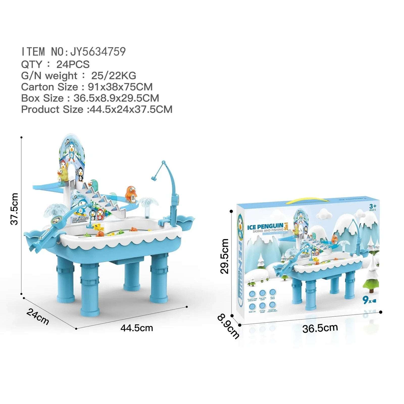 Kids Ice Penguin Splash Pond Toddler Fishing & Skiing Water Mini Activity Table