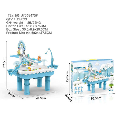Kids Ice Penguin Splash Pond Toddler Fishing & Skiing Water Mini Activity Table