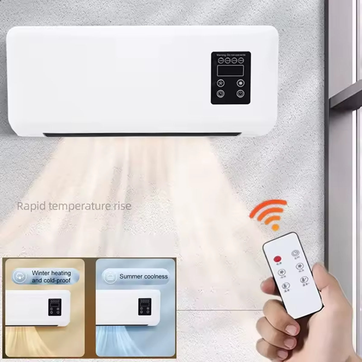 Wall Mounted Mobile Air Conditioning AC Unit & Heater Digital Display w/ Remote