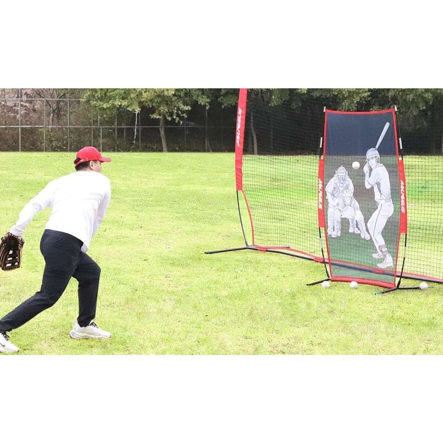 Baseball Batter Dummy Pitching Training Aid Target Durable w Stand & Carry Bag