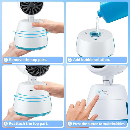 Oscillating Automatic Bubble Machine Blower Maker Wireless Rechargeable Portable