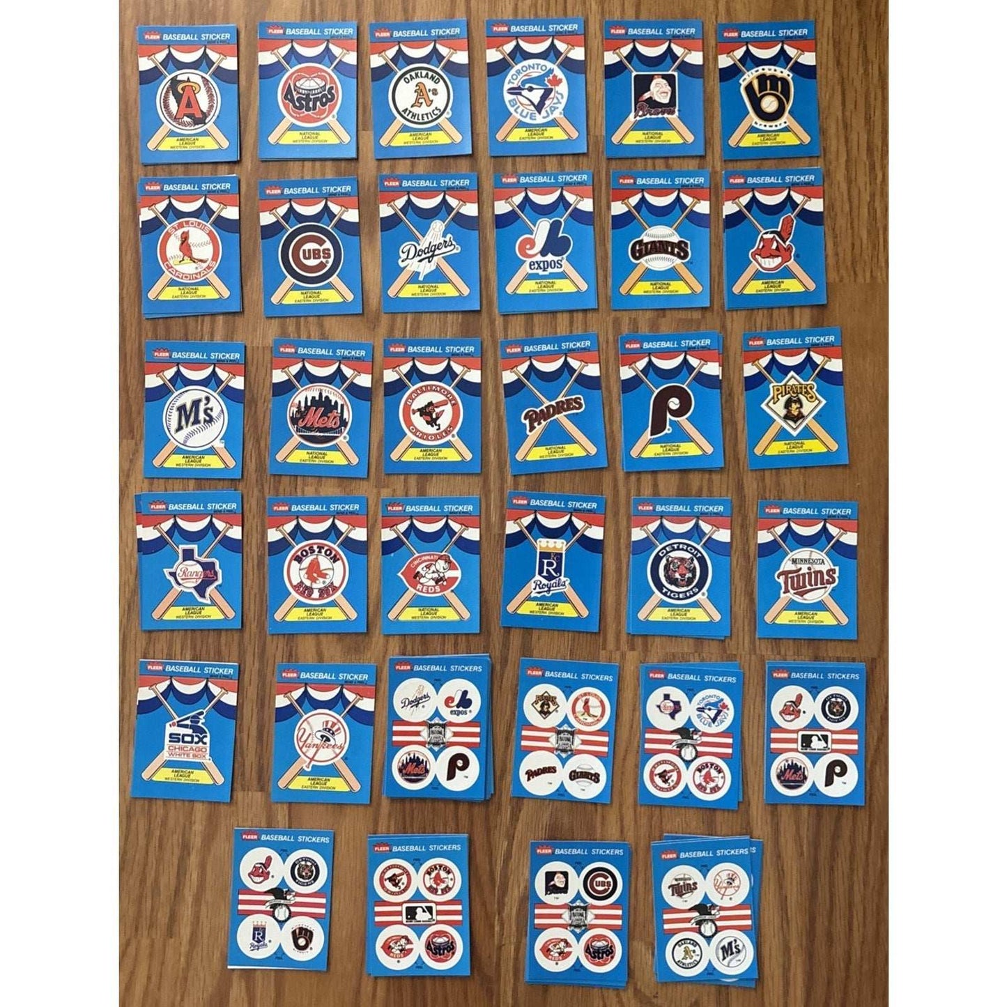 67Pcs 1989 Fleer Baseball Team Logo Stickers Complete Set of 26 MLB Teams +Small