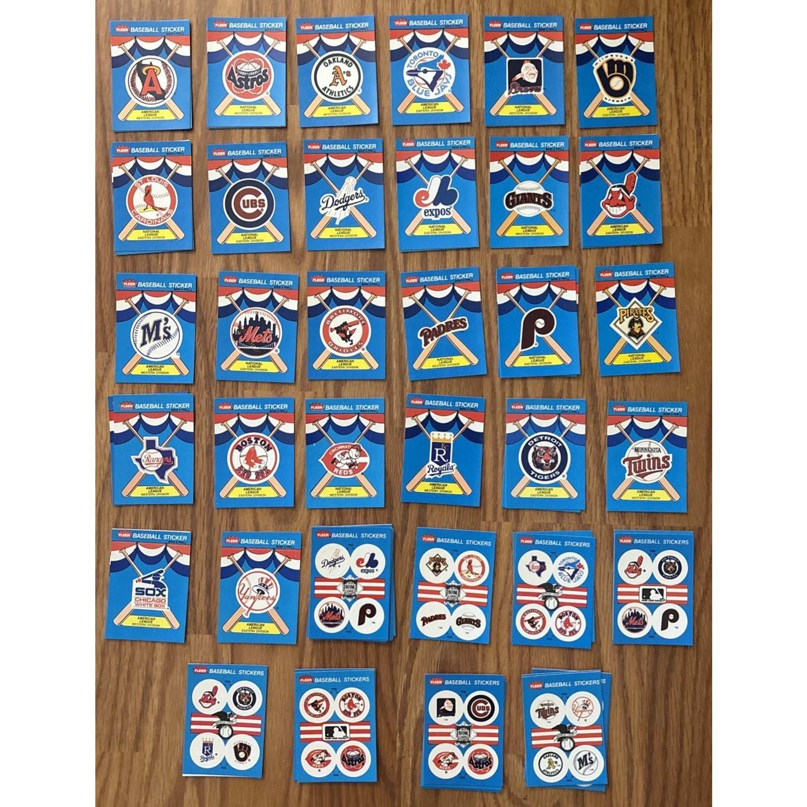 67Pcs 1989 Fleer Baseball Team Logo Stickers Complete Set of 26 MLB Teams +Small