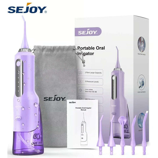 Sejoy Rechargeable Smart Water Flosser Teeth Cleaner Oral Irrigator 5Modes/5Tips