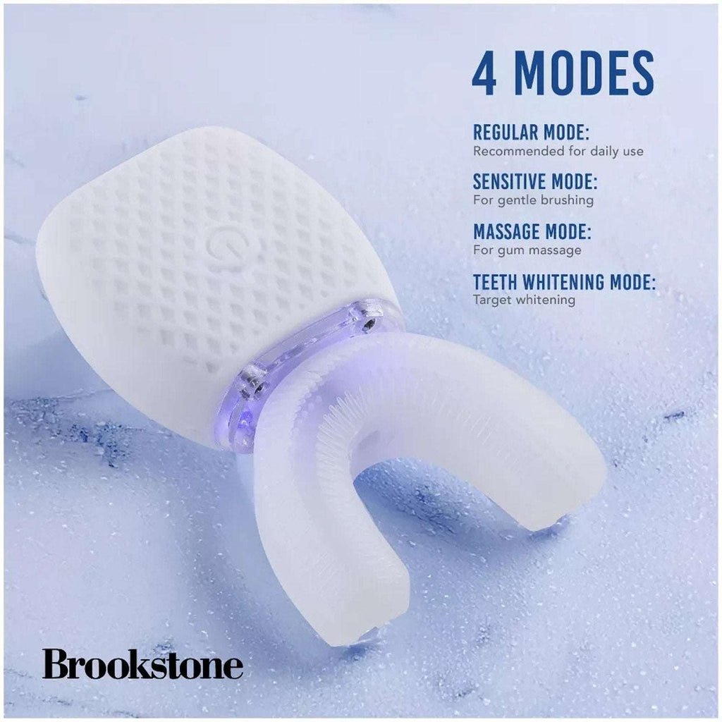 360° Ultrasonic Electric Blue LED Light Whitening U-Shaped Toothbrush +Charging