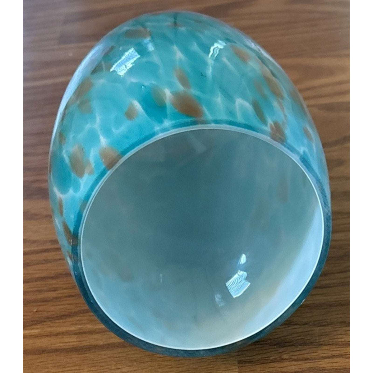 Karyfine Mini Art Blown Glass Pendant Light Fixture Blue w/ Gold - Adjustable