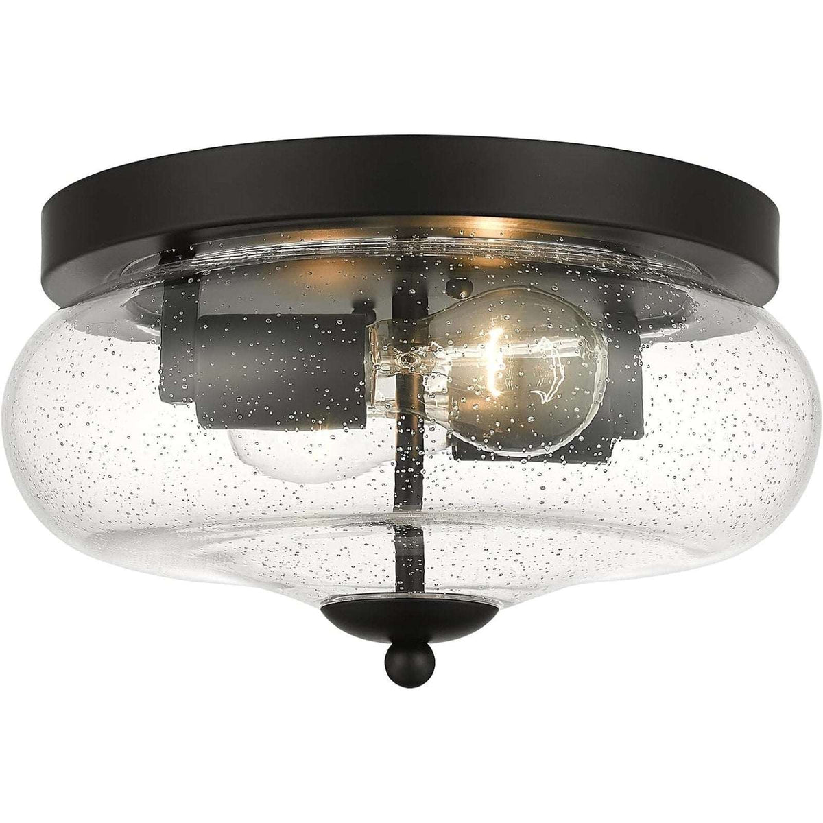 DARKAWAY Ceiling Light Fixture 2-Light Flush Mount Indoor/Outdoor Seeded Glass