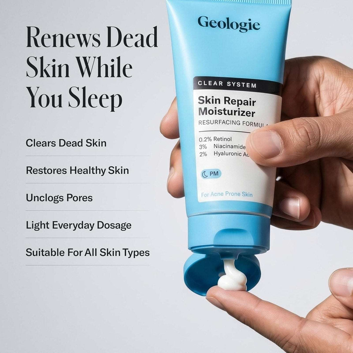2x Geologie Clear System PM Skin Repair Resurfacing Moisturizer 0.2% Retinol 2oz