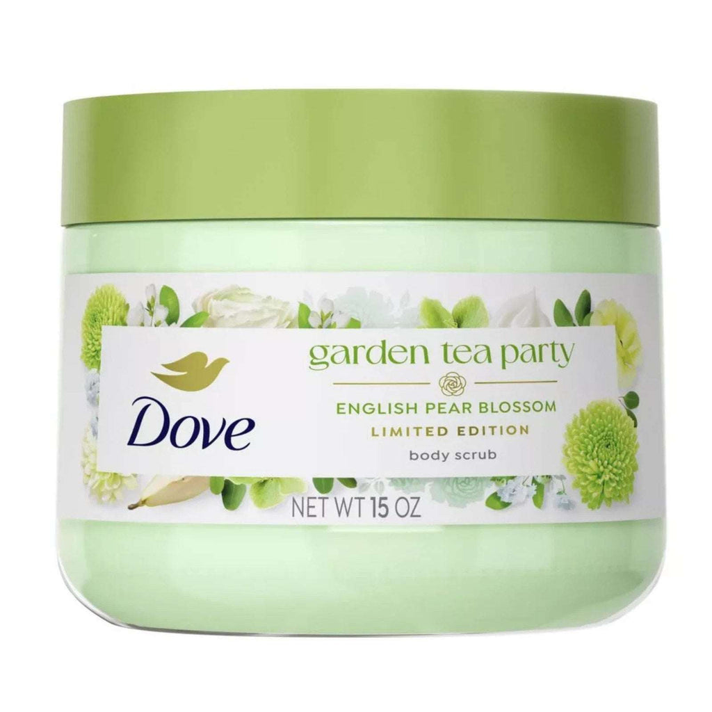2PC Dove Beauty Garden Tea Party Body Scrub English Pear Blossom Limited Edition