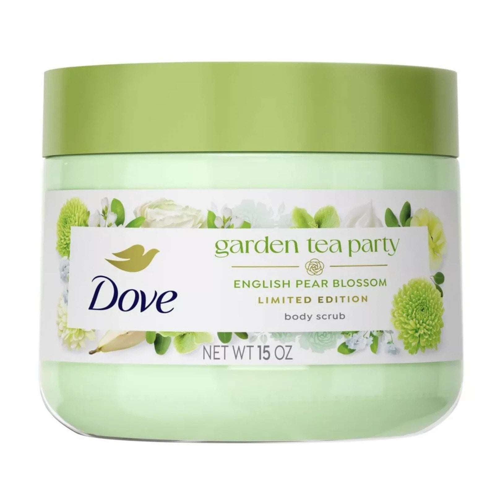2PC Dove Beauty Garden Tea Party Body Scrub English Pear Blossom Limited Edition