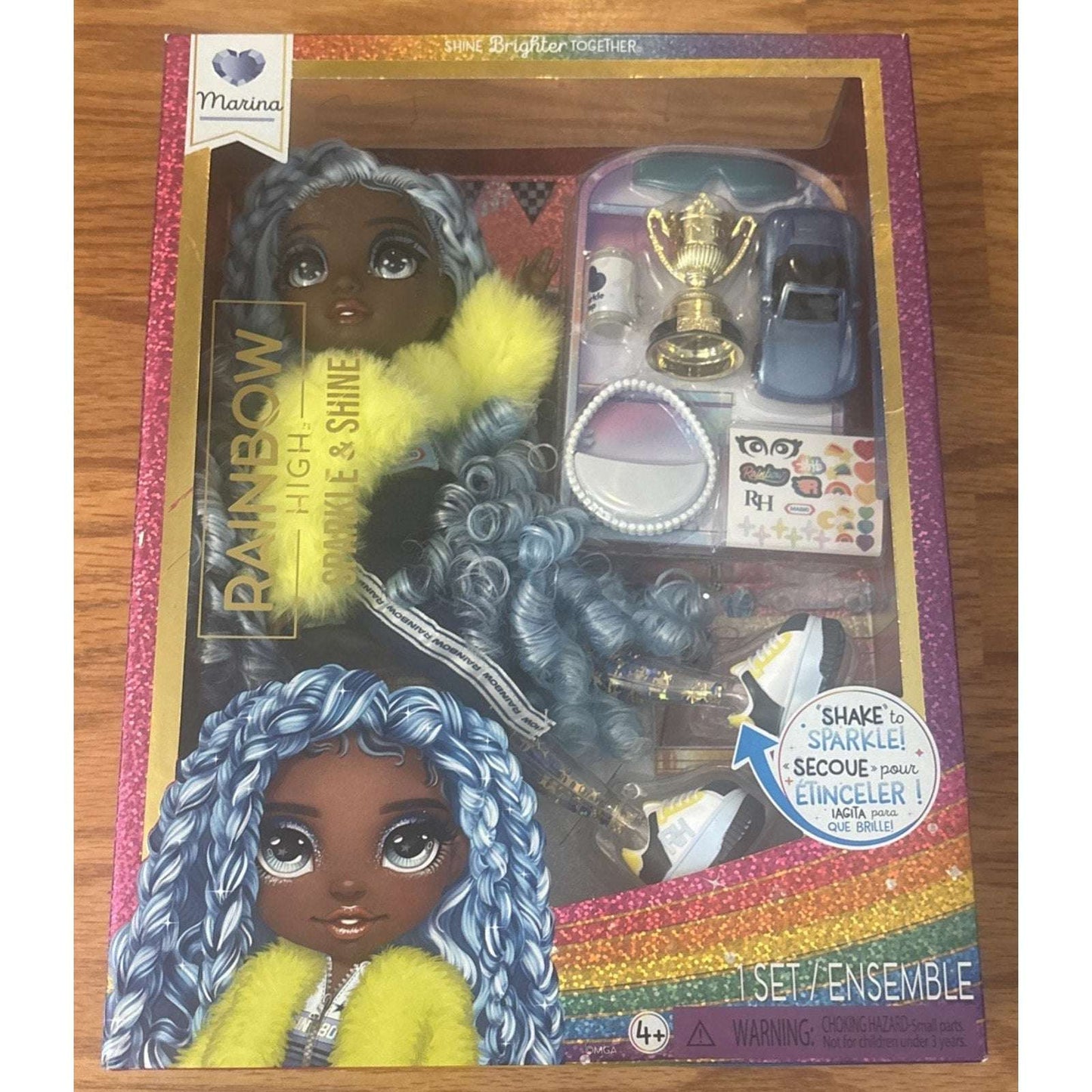 Rainbow High Sparkle & Shine Blue Hair 11" MARINA Doll Liquid Sparkles Legs MGA