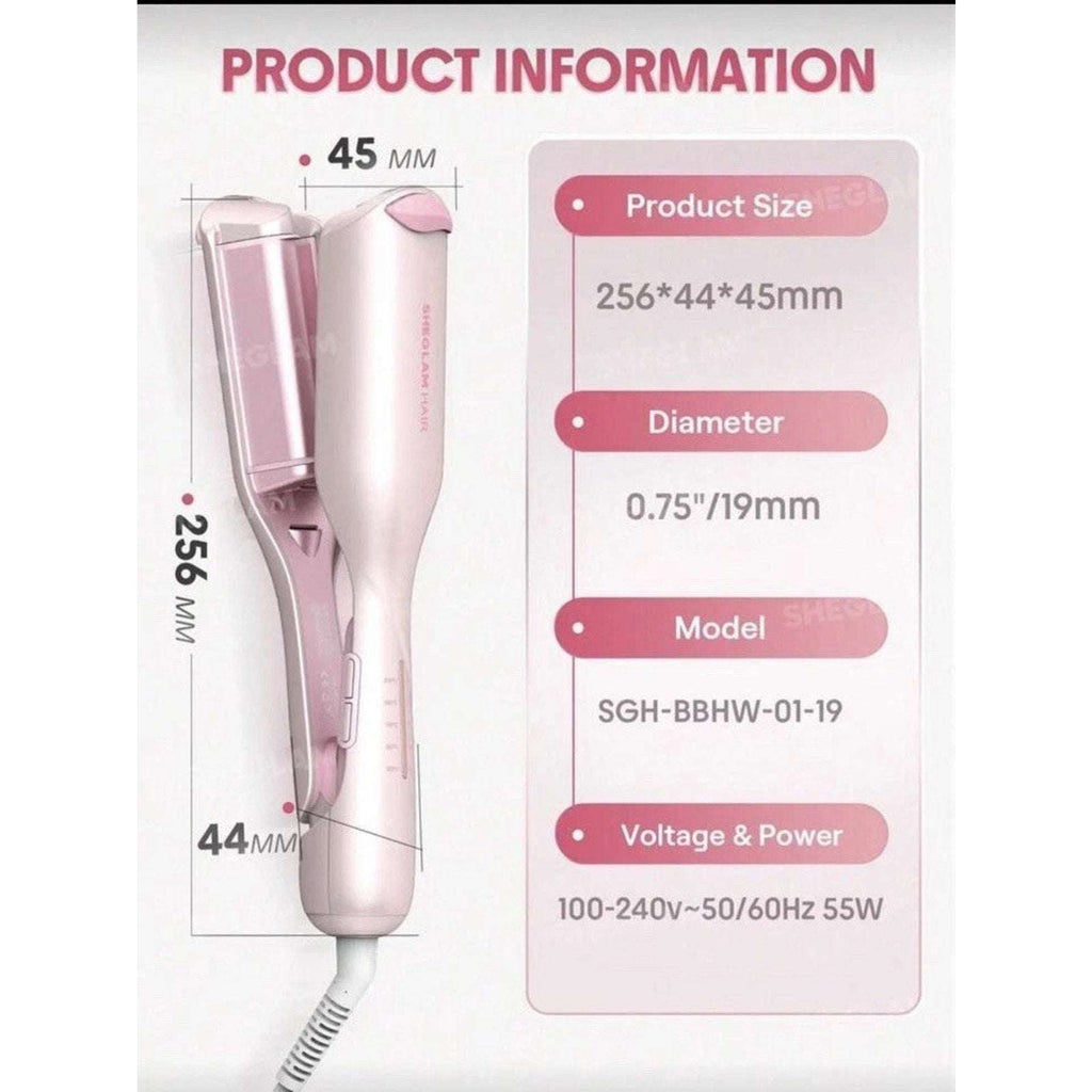 SHEGLAM HAIR Cupid's Charm Beach Babe Hair Waver 1" Smart Timer, Deep U Design