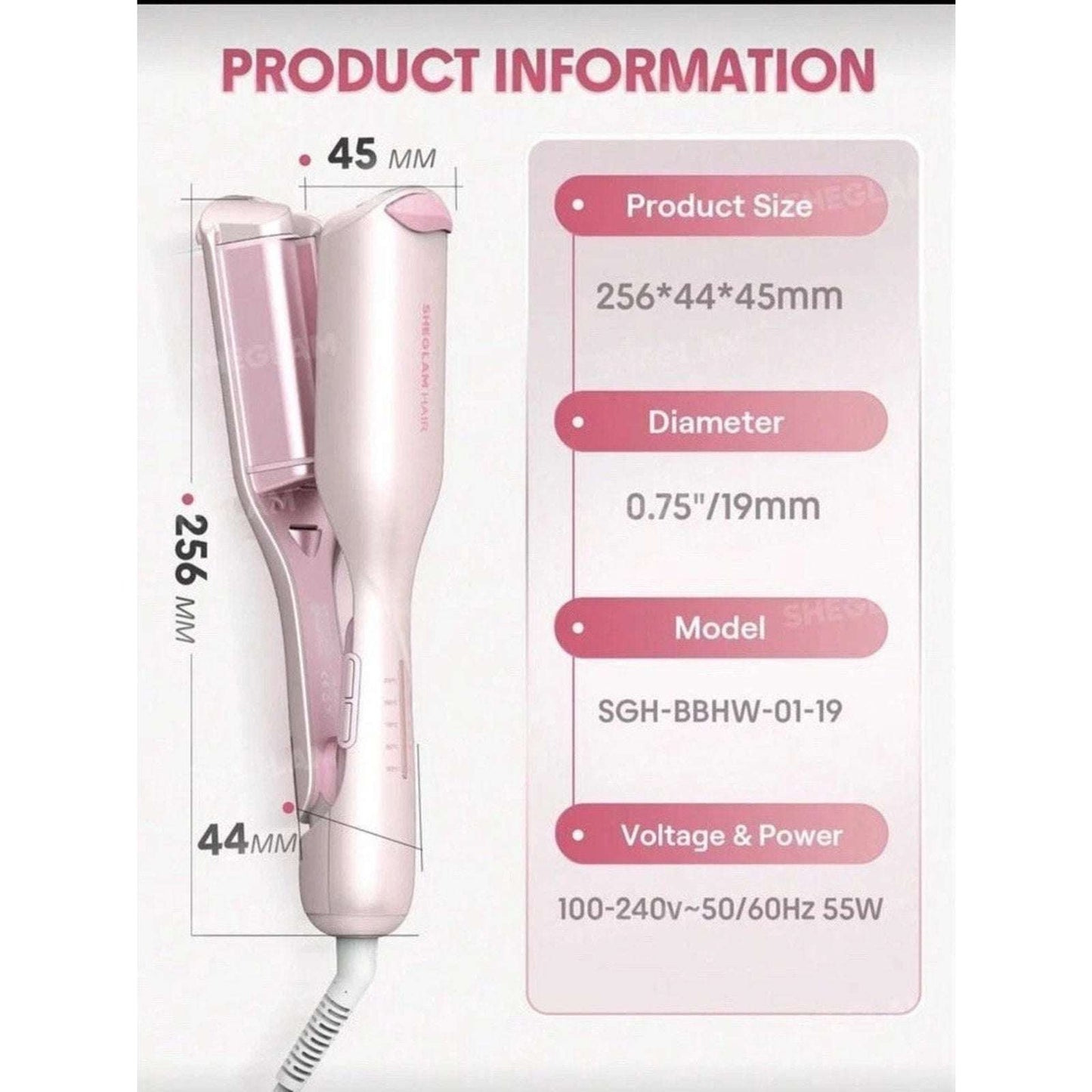SHEGLAM HAIR Cupid's Charm Beach Babe Hair Waver 1" Smart Timer, Deep U Design