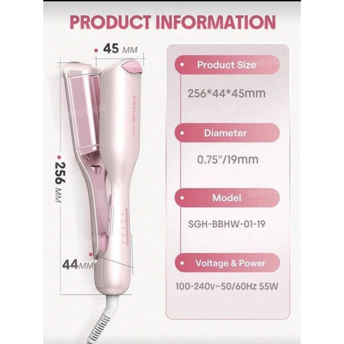 SHEGLAM HAIR Cupid's Charm Beach Babe Hair Waver 1" Smart Timer, Deep U Design