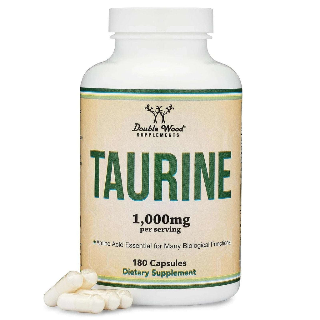 Taurine Supplement 1000mg 180 Capsules Gluten Free Non-GMO DoubleWood 02/2028