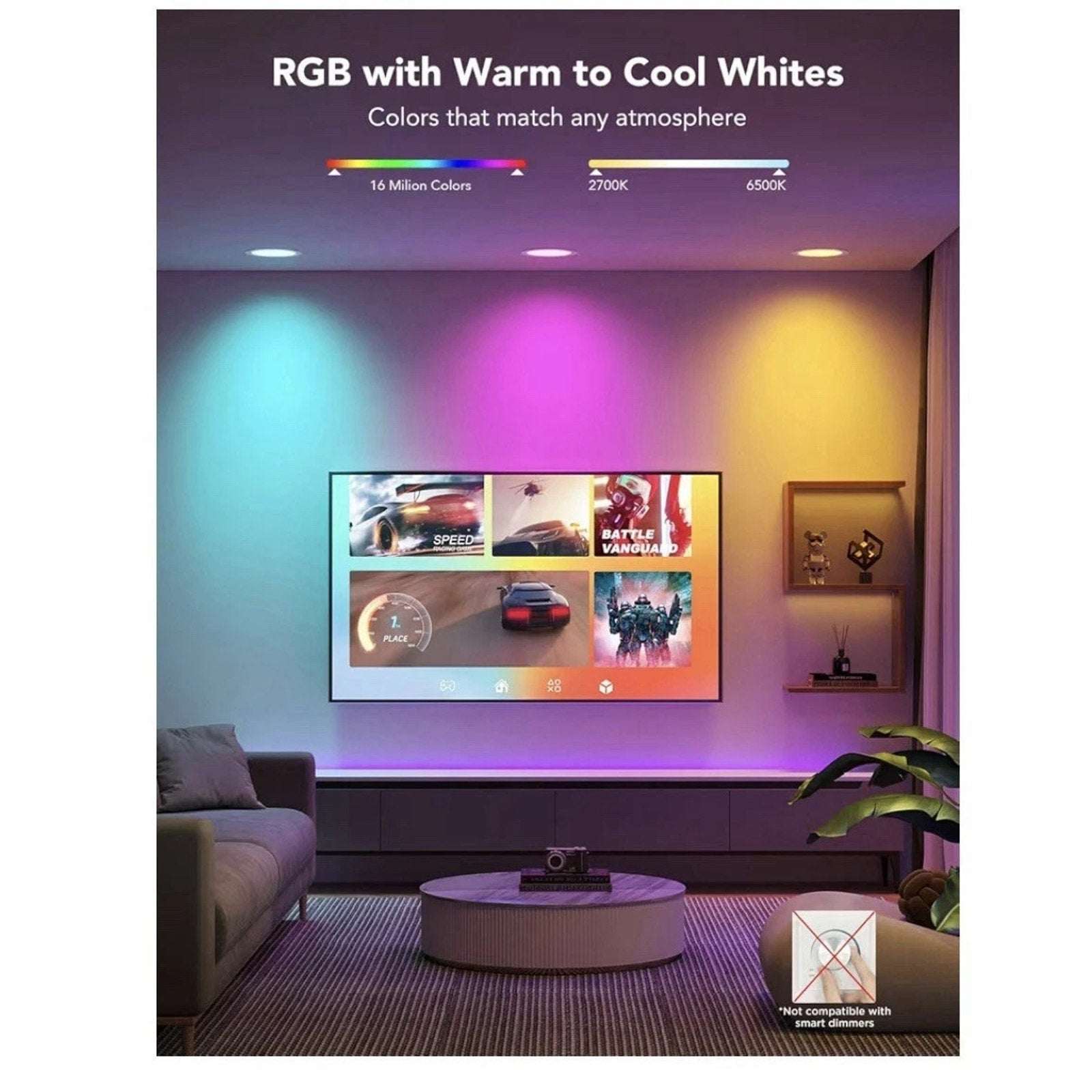 Govee H601A RGBWW 4-Pack Smart Recessed Downlights WiFi App Alexa Google Home