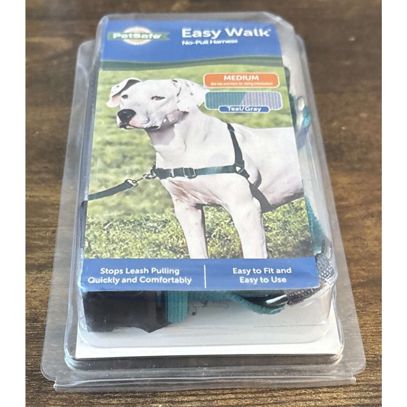 NEW PetSafe Easy Walk No Pull Adjustable Dog Harness Size Medium in Teal/Gray