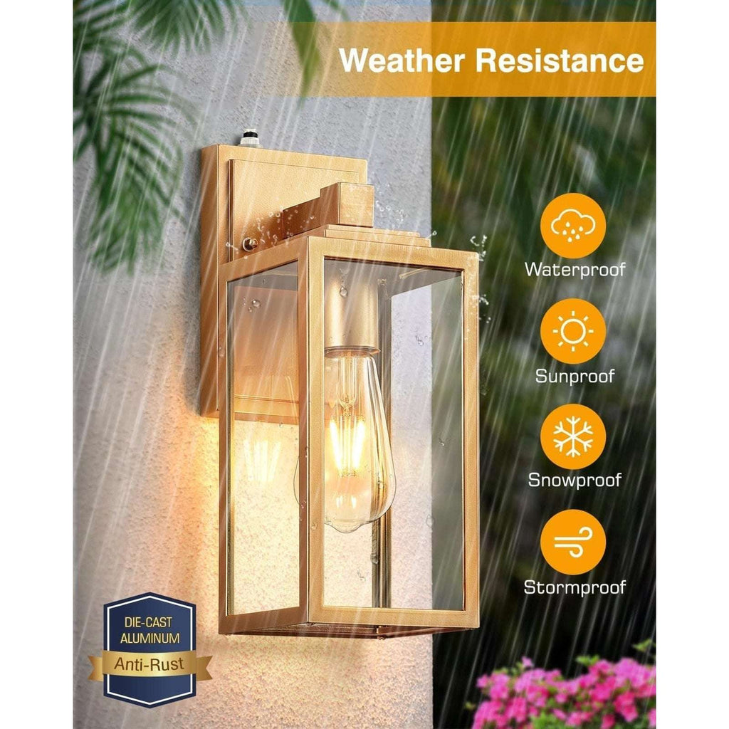 VIANIS Gold Outdoor DUSK TO DAWN Wall Porch Sconce Light Weatherproof Anti-Rust