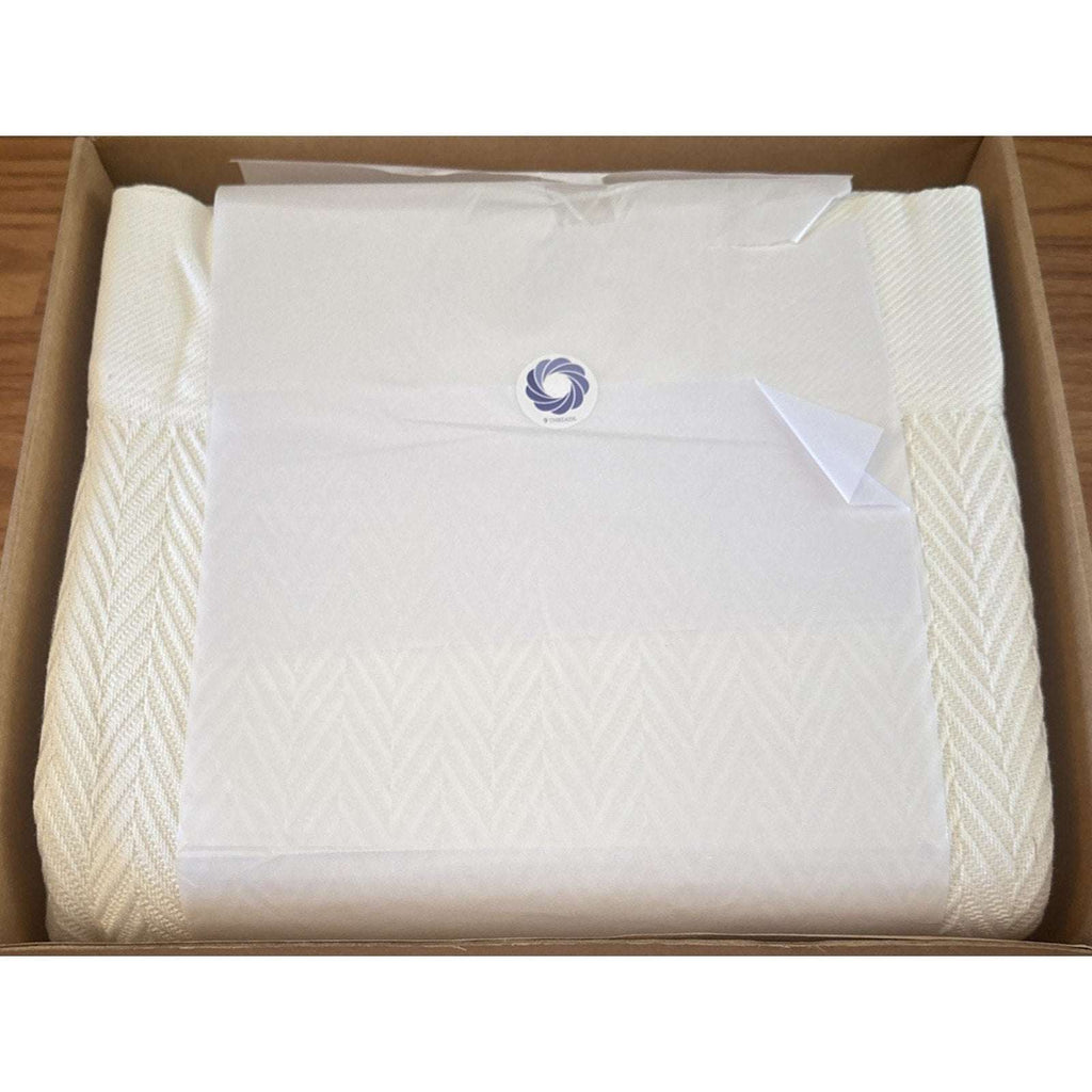 100% Pure Cotton Luxury King Size 108"X90" White Herringbone Blanket MadeinIndia